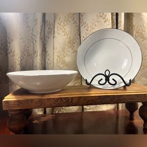 (2) Serving Bowls Platinum Trimmed 8.25” Noritake China Buckingham 6438 Japan